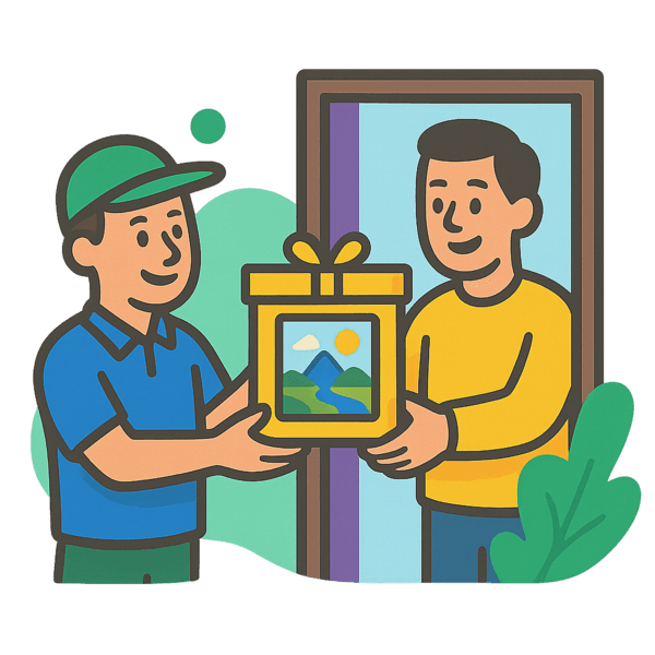 Illustration of a packaged kit ready for delivery, representing getting your kit.