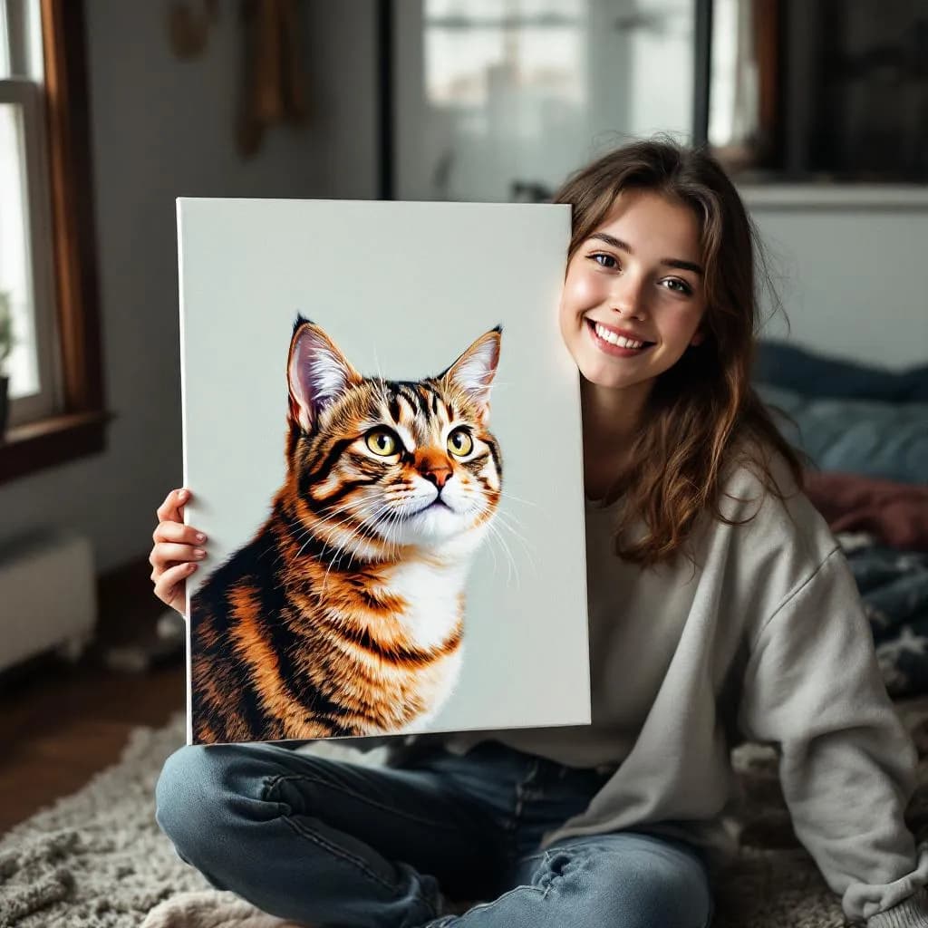 Family with paint-by-numbers flowers on easel