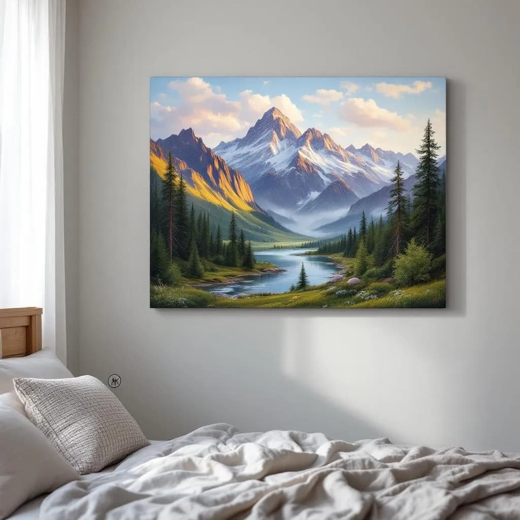 Elderly man with seascape painting