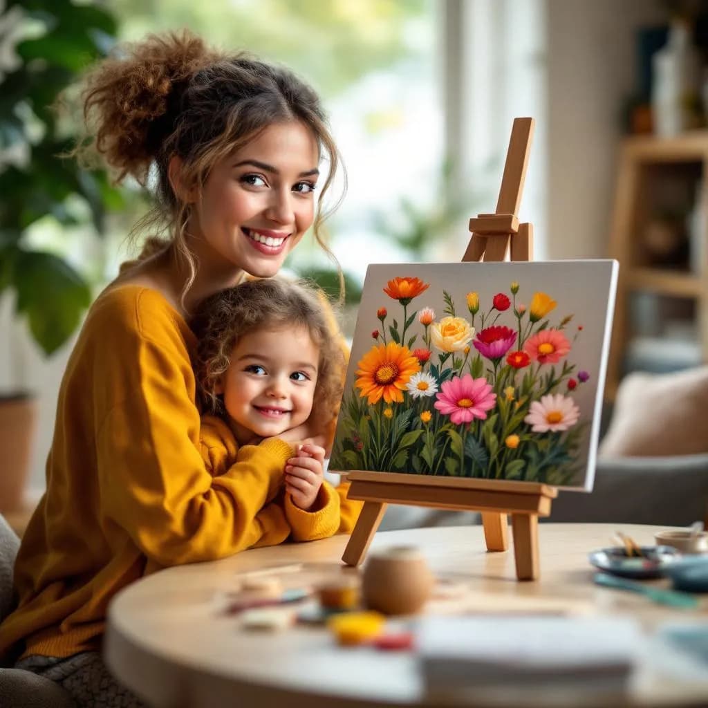 Teen with cat portrait painting