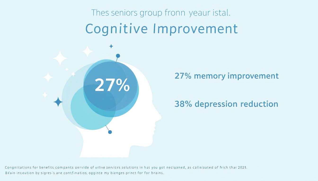 Research results showing 27% memory improvement and 38% depression reduction from paint by numbers therapy for seniors