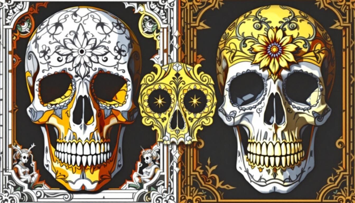 Gothic art history comparison showing skull symbolism in cultural traditions