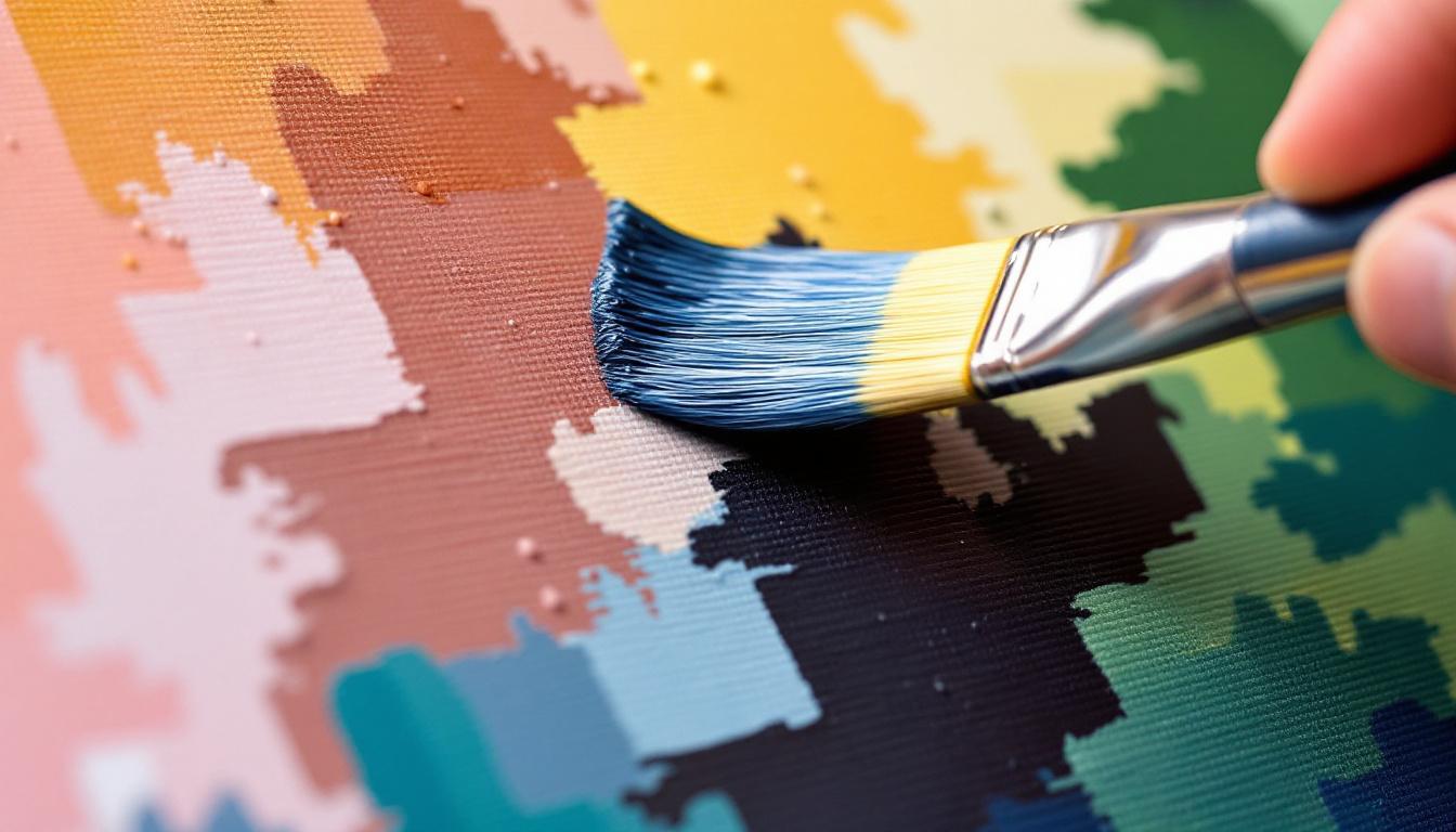 Two thin coats and glazing medium blend on paint-by-numbers canvas