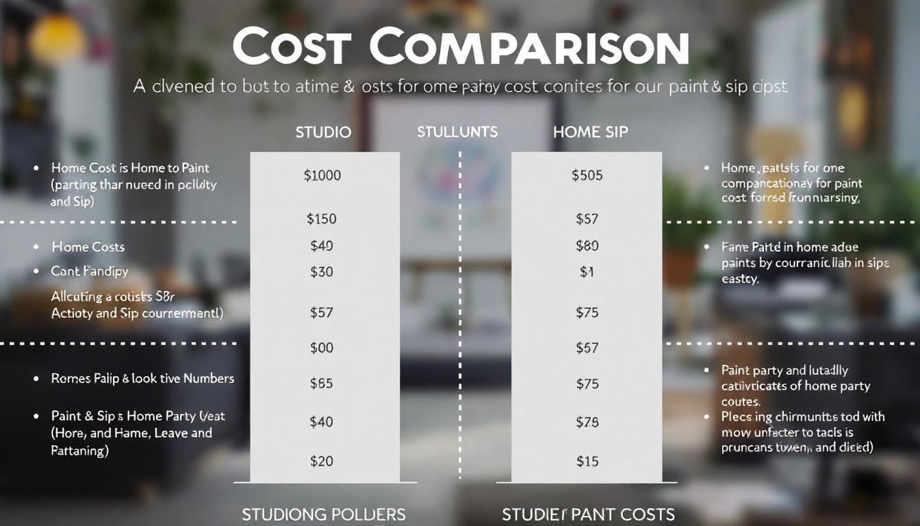 Cost comparison showing cocktail paint by numbers parties save 60% versus paint and sip studios