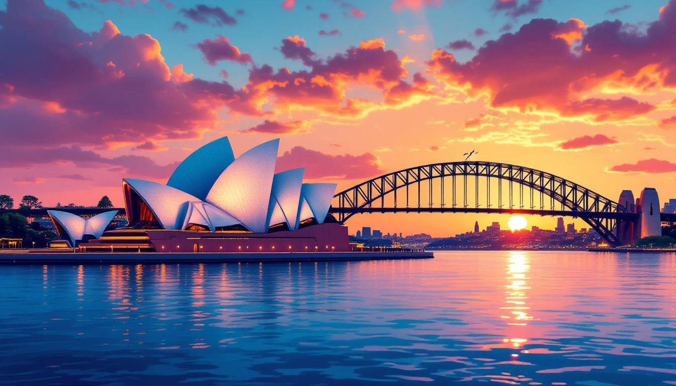 Sydney paint by numbers kit featuring Opera House and Harbour Bridge with harbor views and architectural details