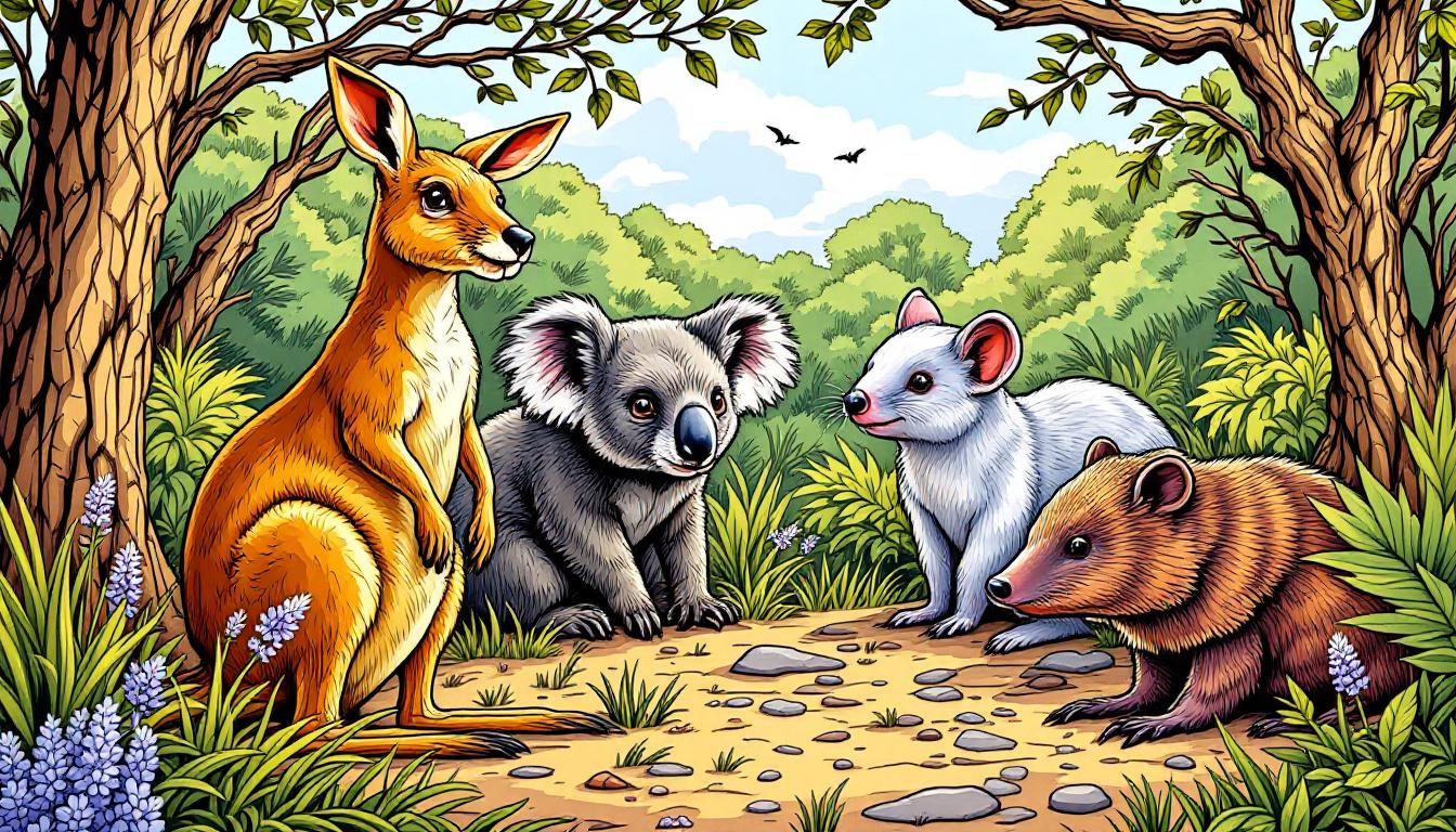 Australian native wildlife paint by numbers collection featuring kangaroo, kookaburra and echidna with habitat conservation themes