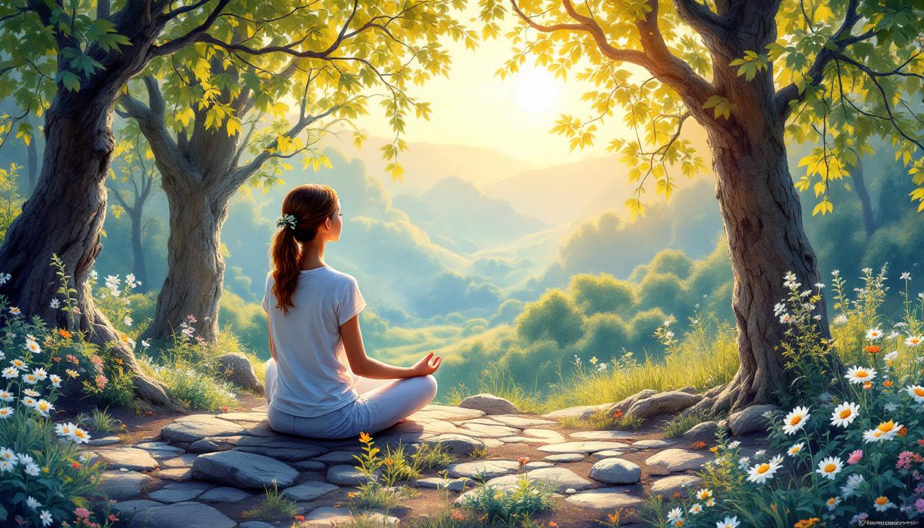 Serene adult painting paint-by-numbers kit in calm environment with soft lighting, demonstrating stress relief and therapeutic atmosphere