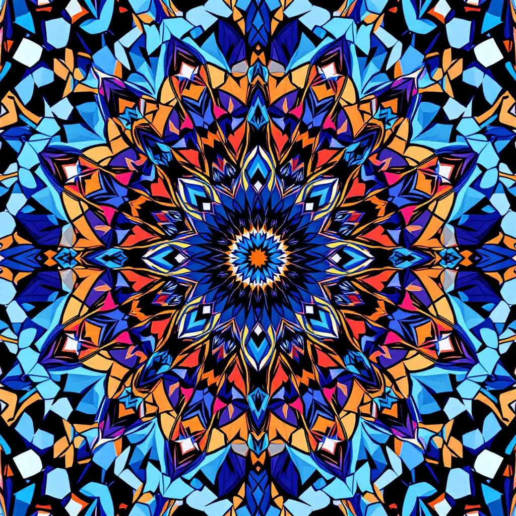 Abstract geometric mandala with vibrant colors - AI generated paint by numbers example