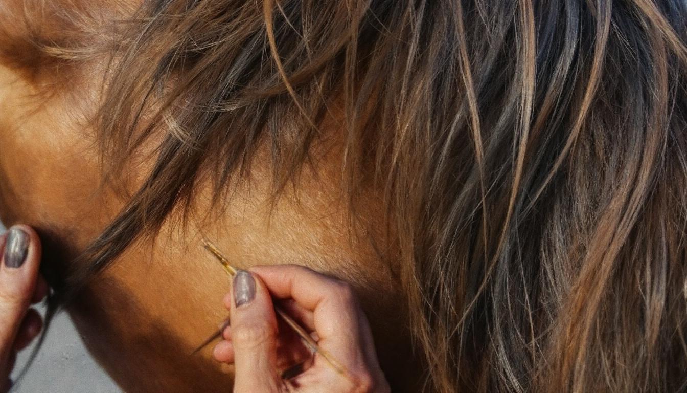 Educational demonstration of advanced painting techniques for horse mane and tail details including brushwork and color layering methods