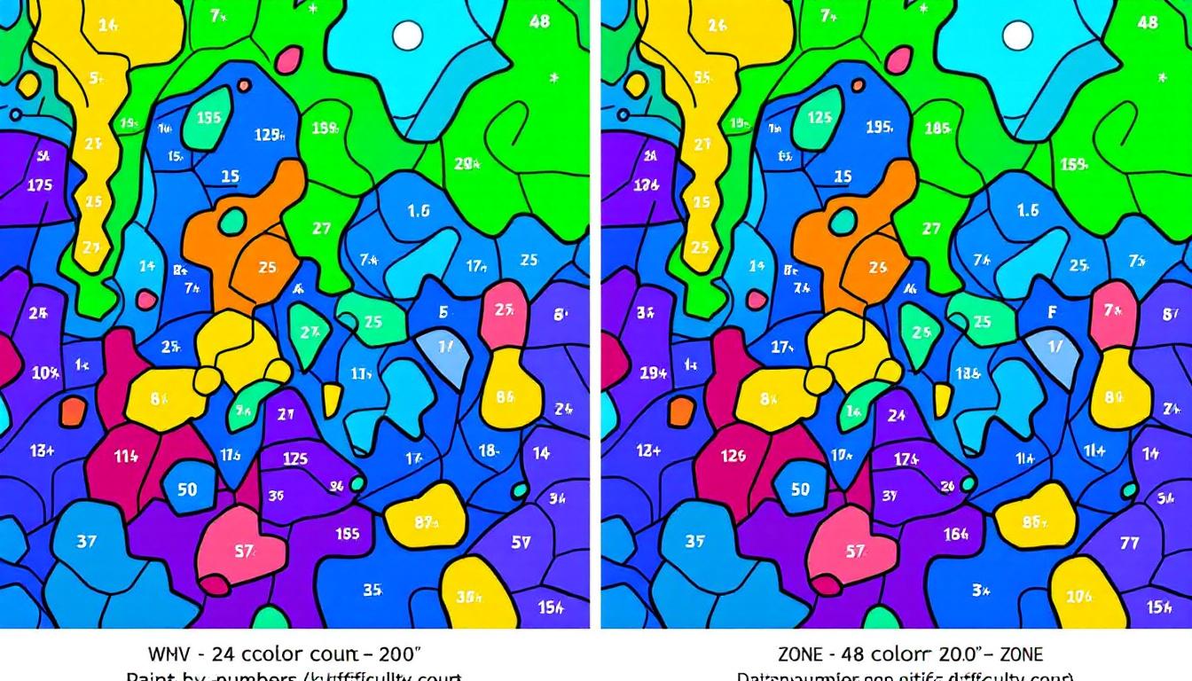 Best paint by numbers color count comparison showing difference between 24 and 48 color complexity levels for adults choosing difficulty