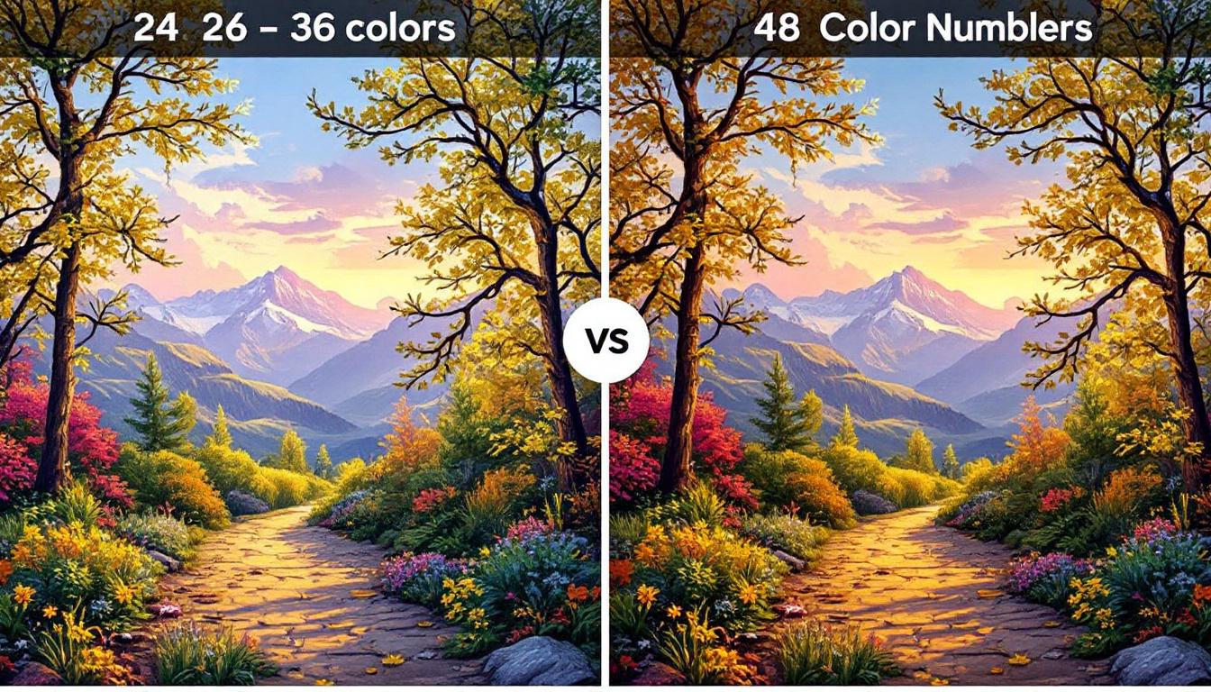 24 vs 36 vs 48 colors personalised paint by numbers realism comparison