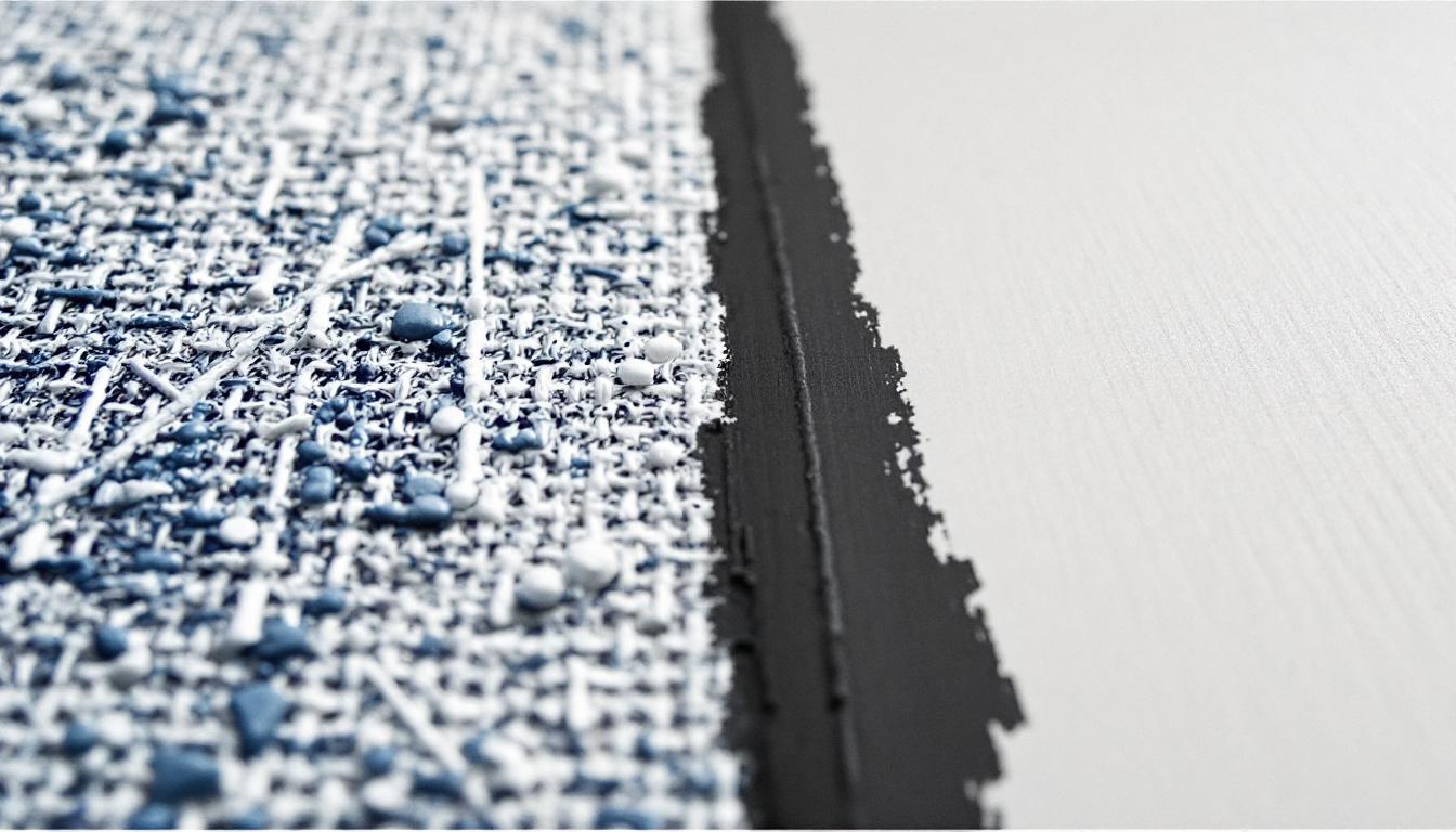 Macro photography showing texture differences between canvas with visible weave pattern and smooth paper surface with paint application
