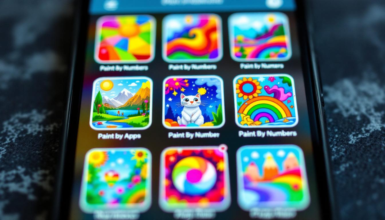 paint by numbers digital apps on a smartphone screen