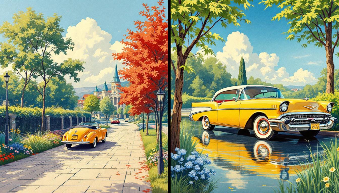 Modern custom paint by numbers with retro vintage aesthetic created using Paintby.ai technology