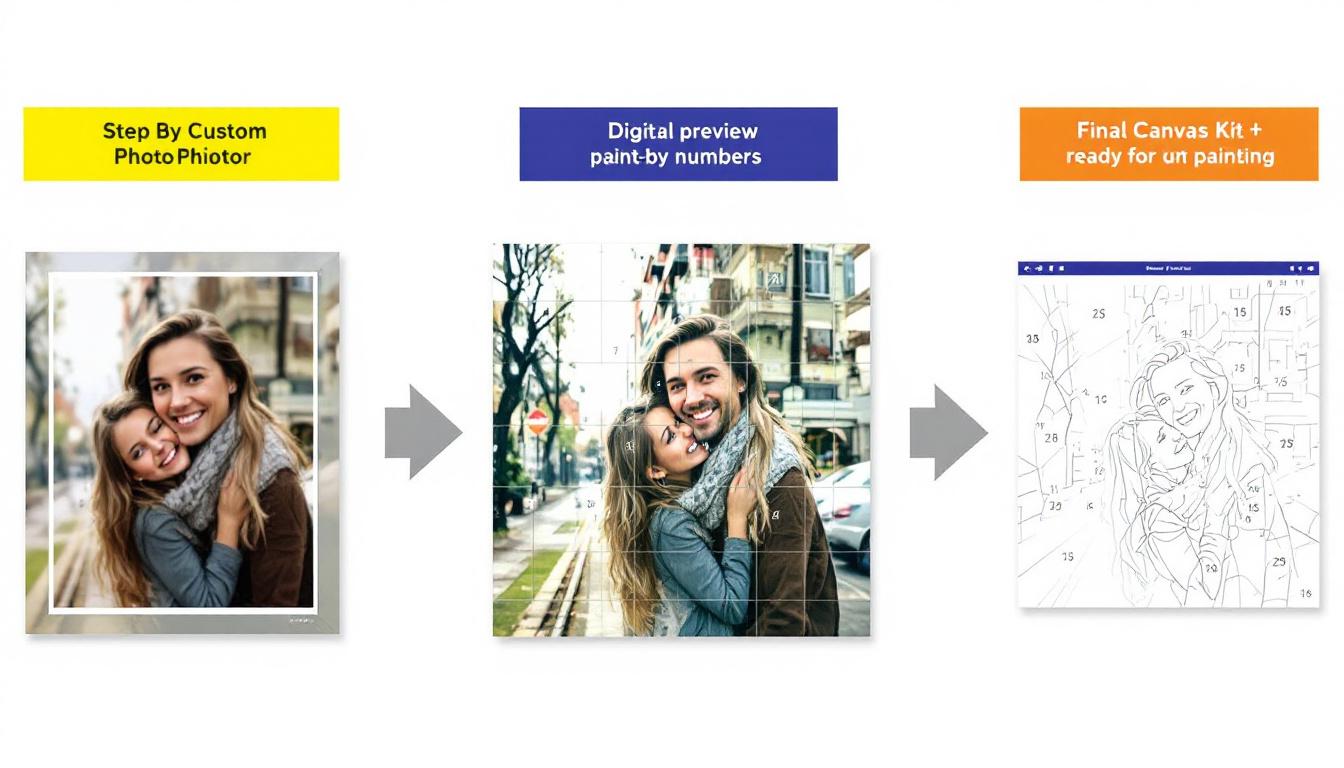 turn a photo into personalised paint by numbers preview and canvas map