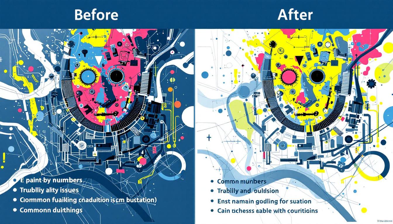 Troubleshooting guide showing common quality issues and solutions with before-and-after comparisons