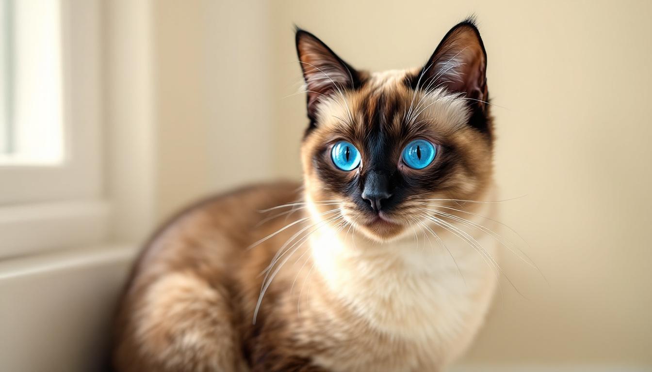 Photorealistic Siamese cat paint-by-numbers portrait on canvas