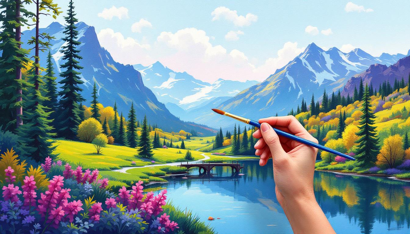 Paint-by-numbers technique showing proper brush control for crisp clean edges