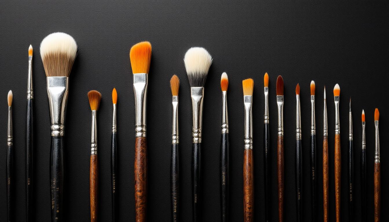 Premium paint by numbers brush set collection showing different sizes and tips for detailed work