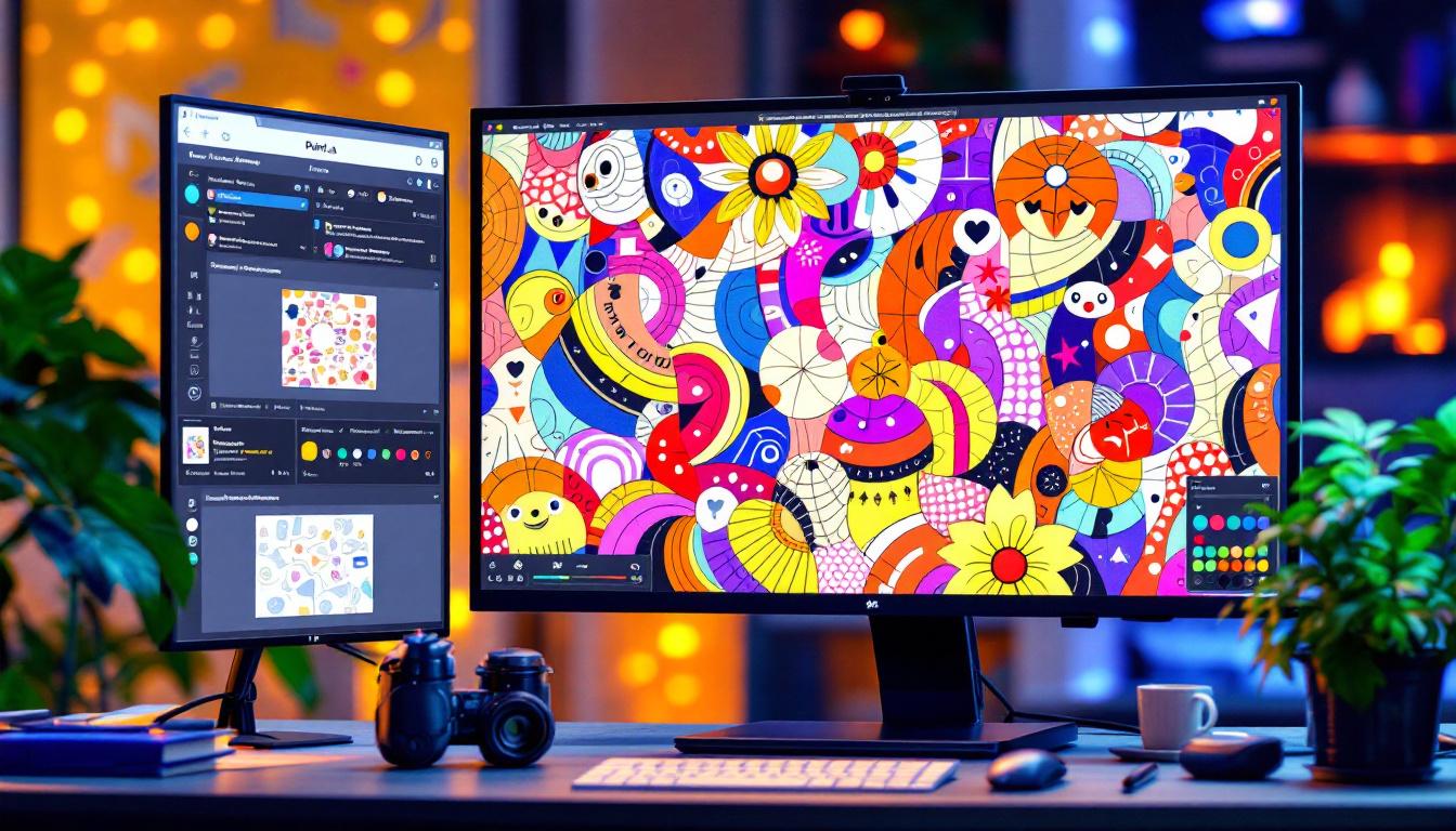 Advanced AI workspace showing custom digital paint-by-numbers creation process with Paintby.ai technology