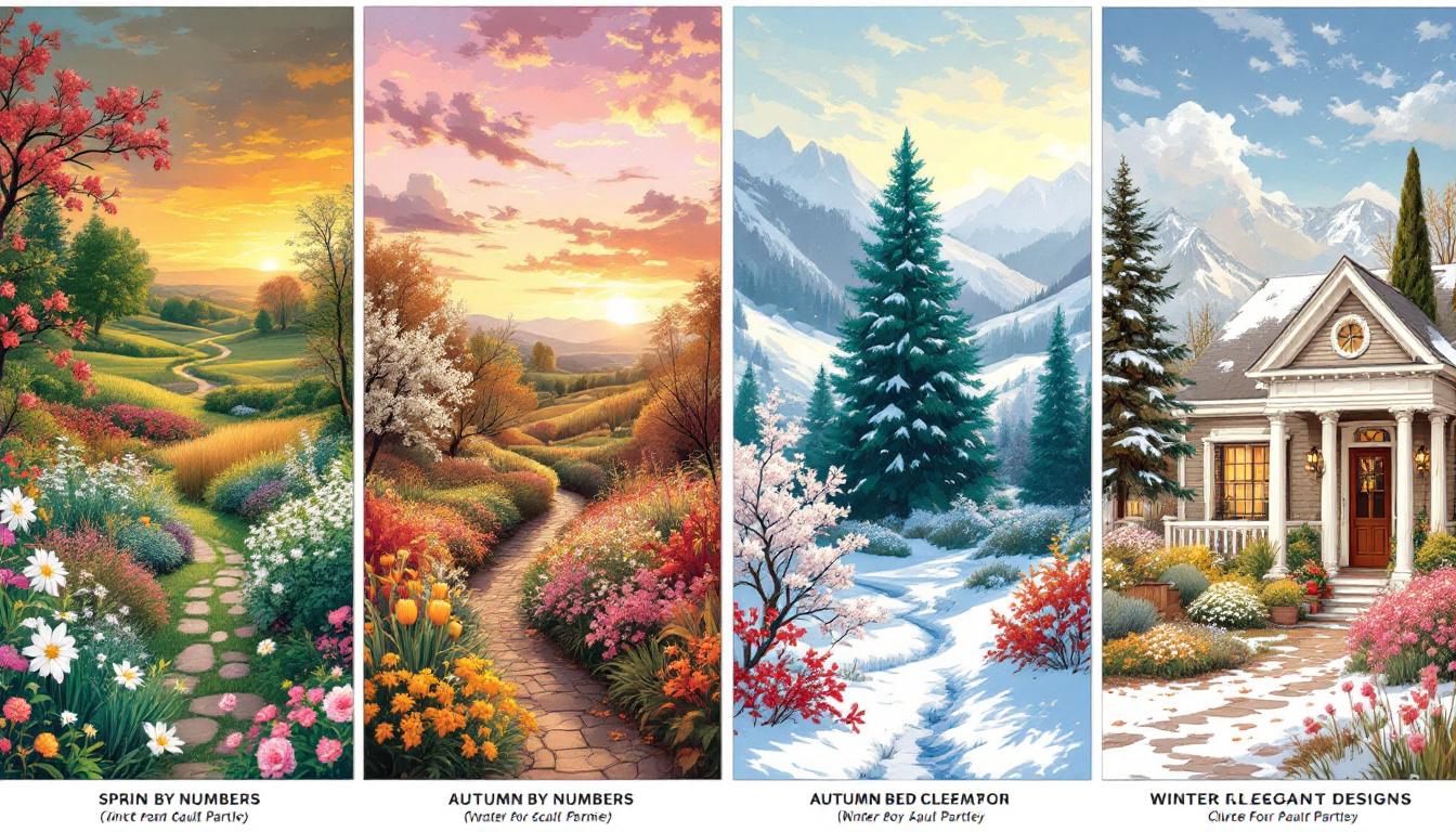 Seasonal paint by numbers themes for cocktail parties year-round with sophisticated adult designs